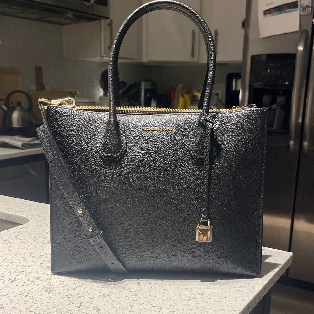 Michael Kors Black Satchel with Gold Accents